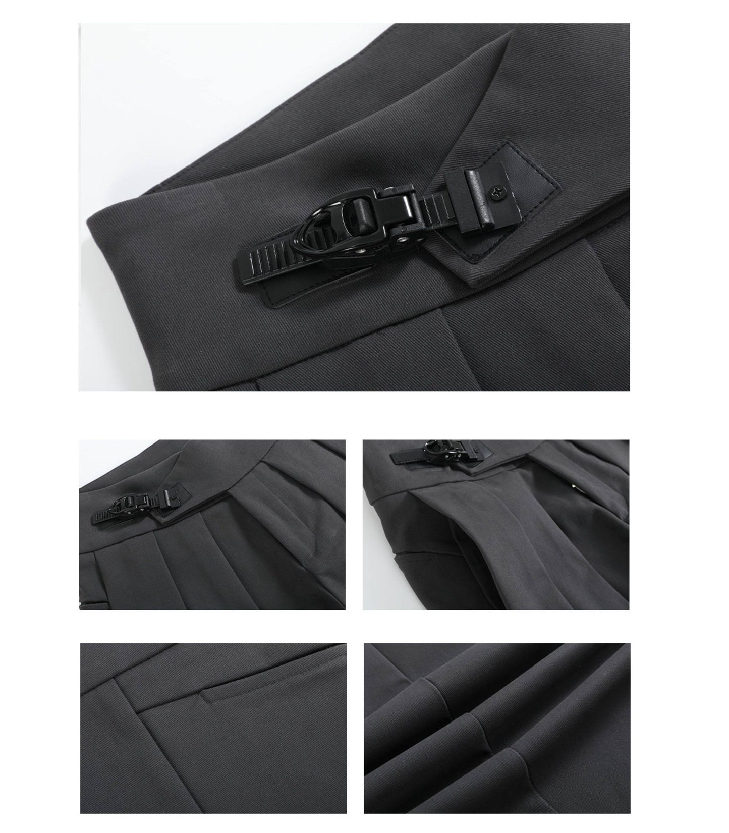 Slide buckle wide-leg trousers