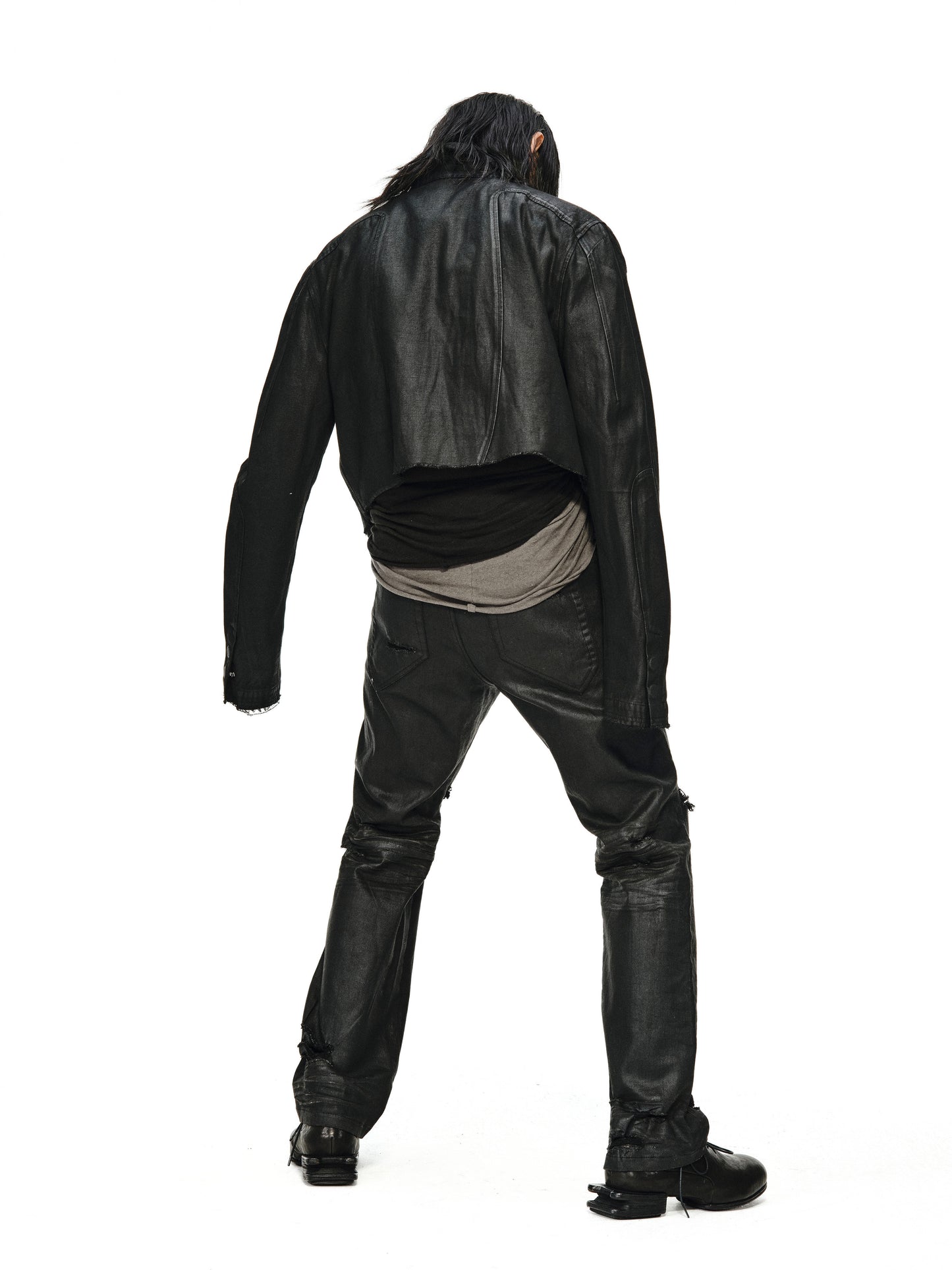 HEAVY RIPPED & ERODED KNEE STRAIGHT-LEG JEANS
