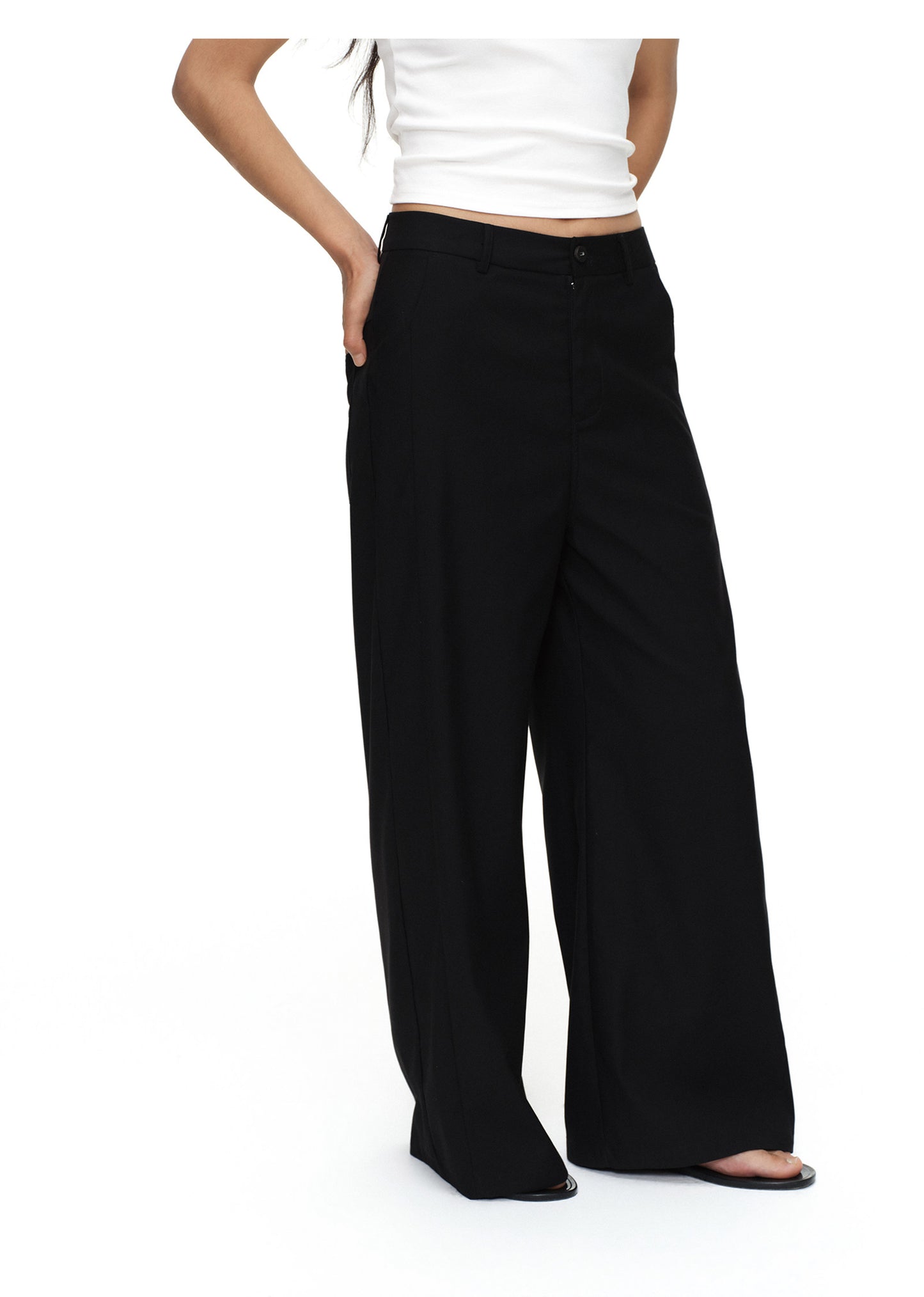 Button-down straight trousers