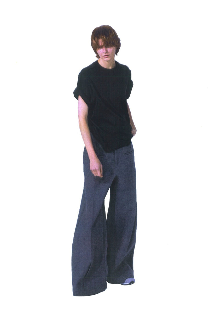 FaxCopyExpress Grey Wide-Leg Trousers Hand in front pocket FaxCopyExpress Grey Wide-Leg Trousers Hand in front pocket