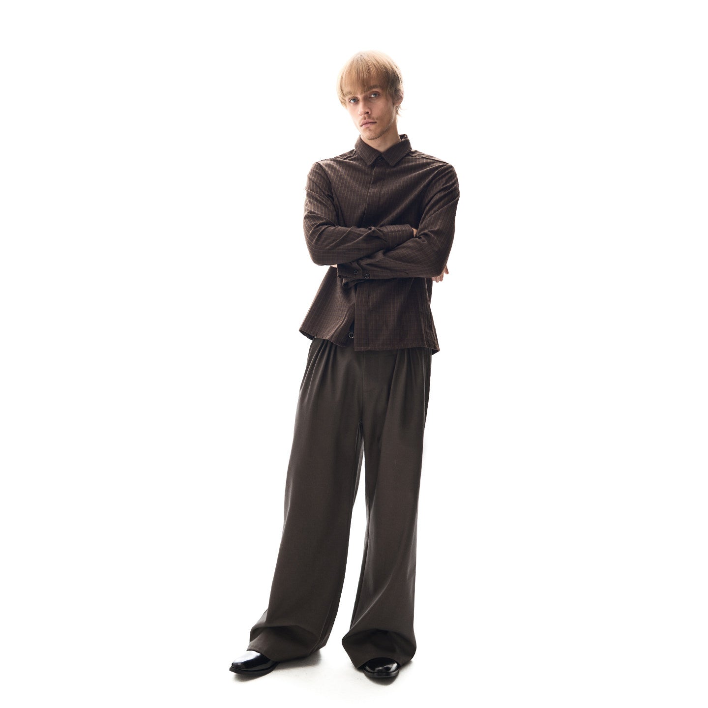 Checker Multi-Pleated Trousers