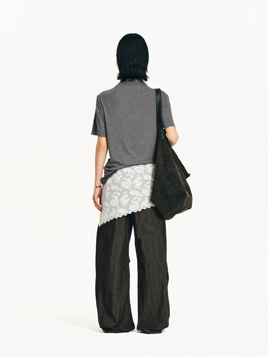 DIAGONAL TURTLENECK SHORT SLEEVE T-SHIRT