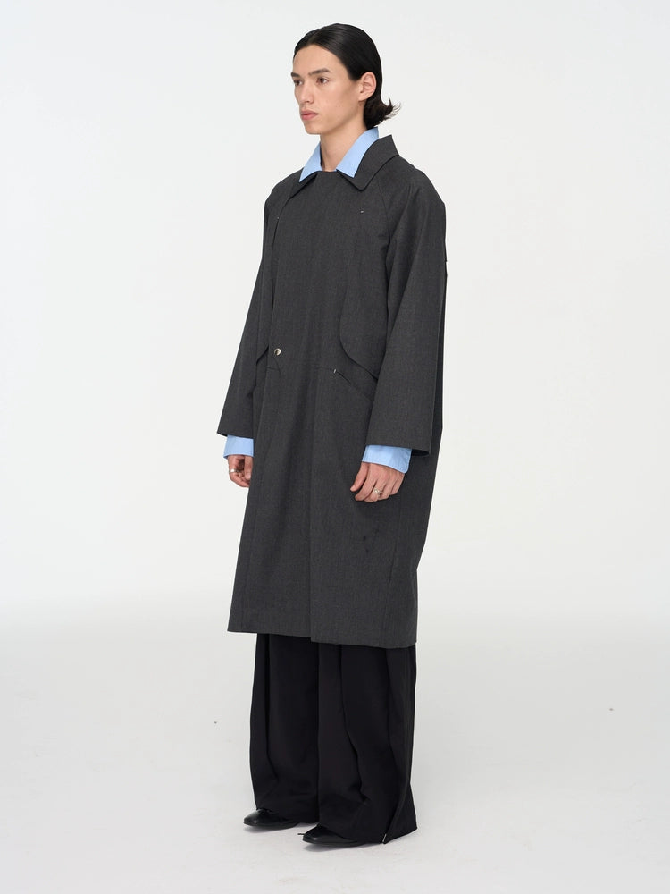 Curved Split Wool Coat