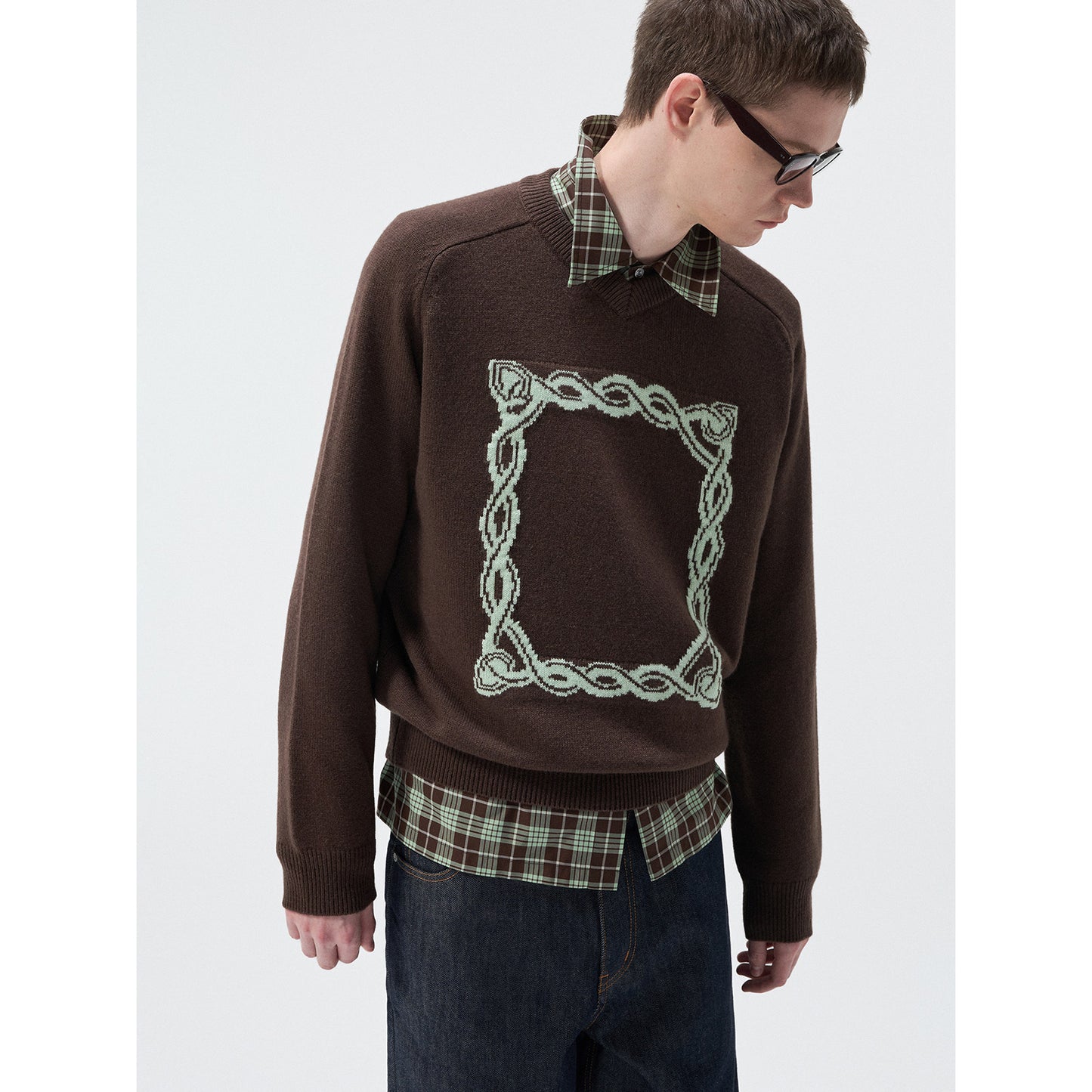 Cashmere Knotted Jacquard V-Neck Knit
