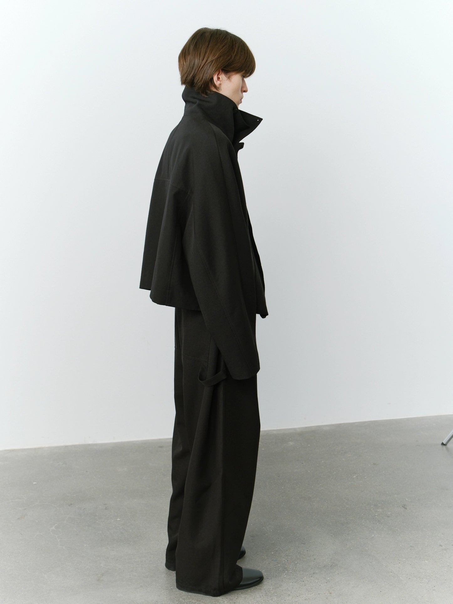 Split Cropped Raglan Sleeve Jacket