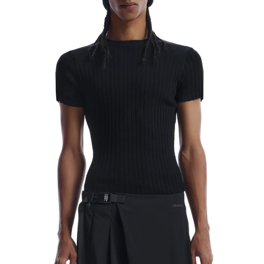 Pit strip knitted T-shirt