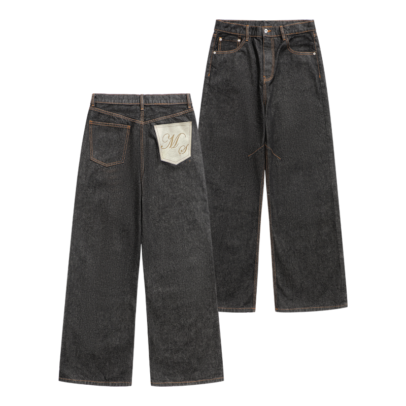 MANUSCRIPT MamaoOkayamahara beef 14.5 oz scimitar original color wash jeans baggy trousers
