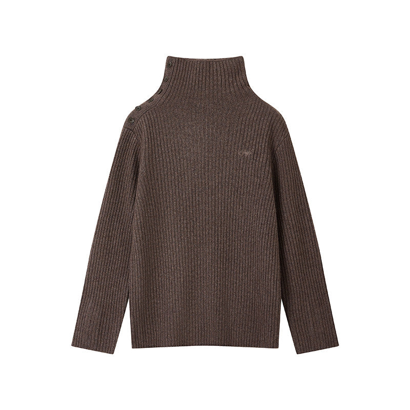 "Retro Ode" side open turtleneck sweater