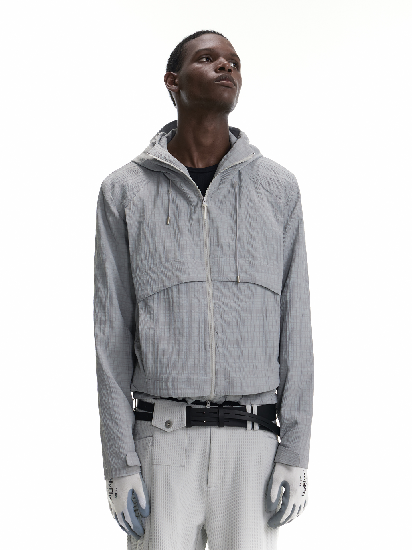 Plaid double-zipper jacket