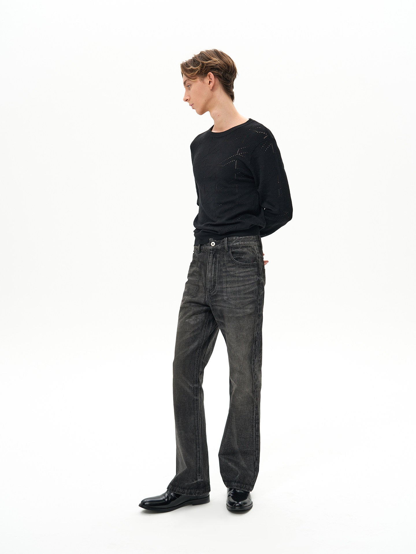 Ebony Black Cut-out Slim Long-Sleeved Sweater