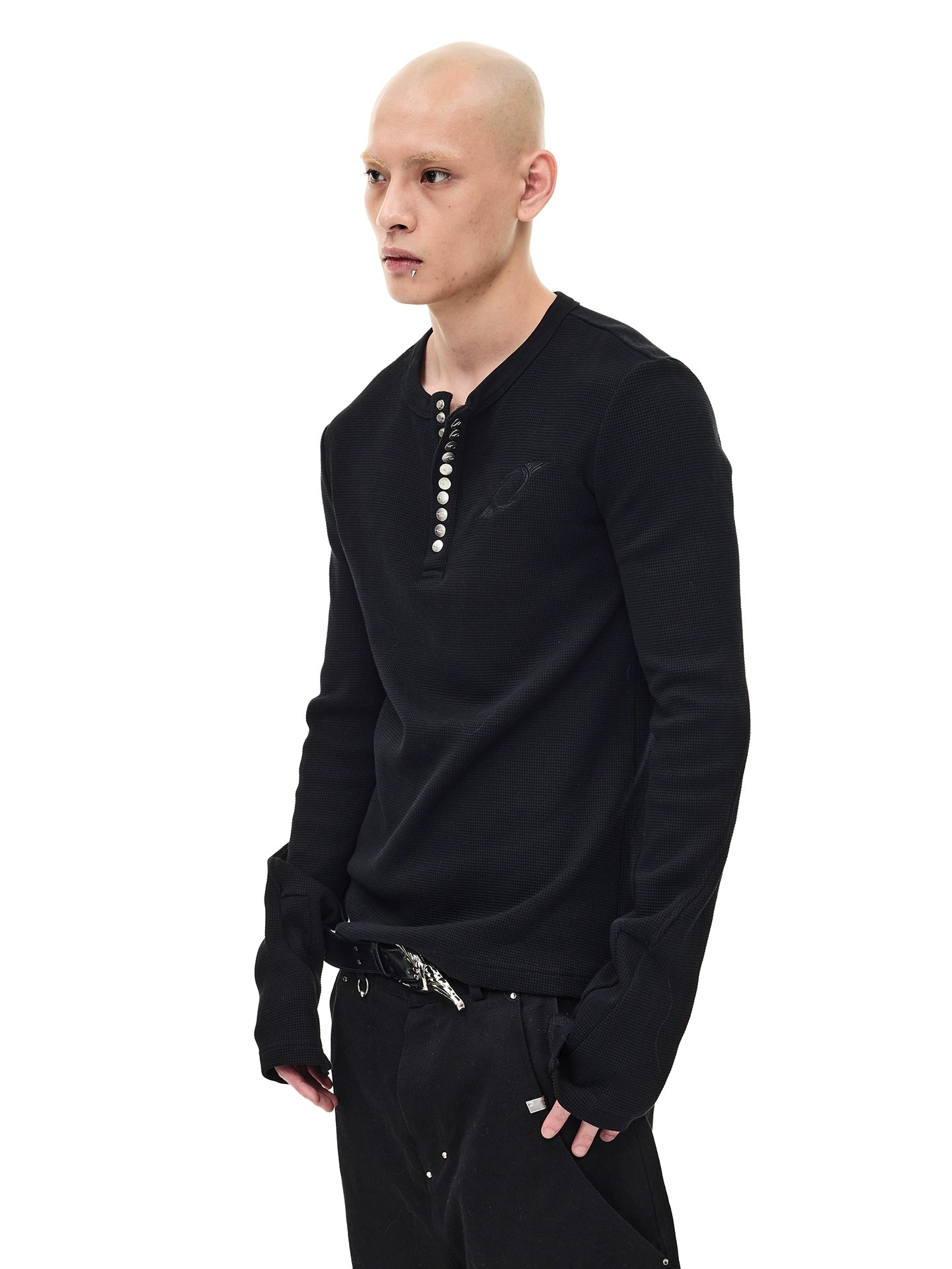 Waffle Henry Collar Long Sleeve T-Shirt