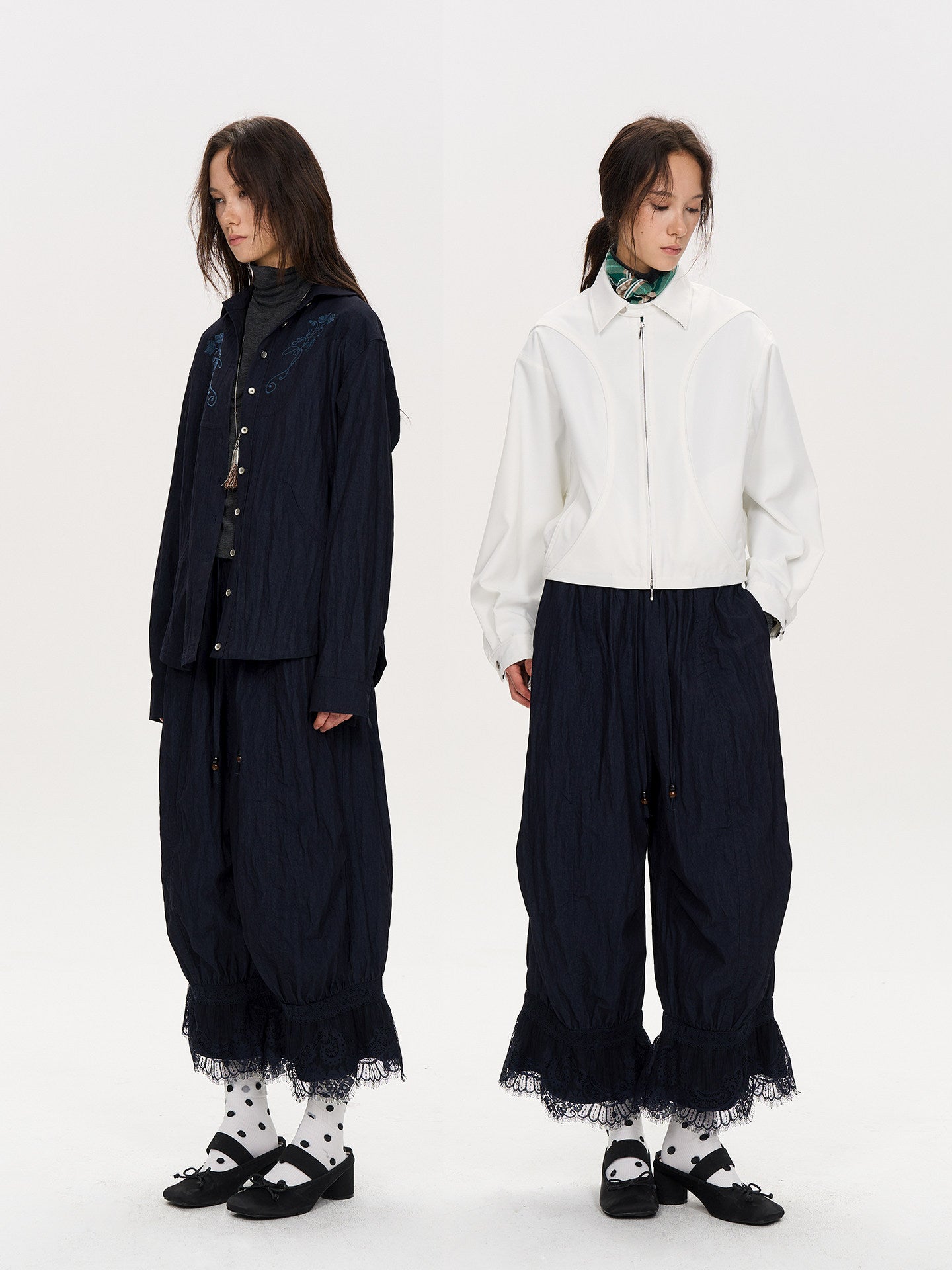 Beware Lace paneled cropped balloon pants