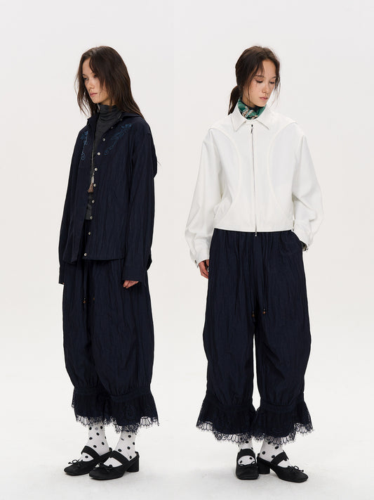 Beware Lace paneled cropped balloon pants