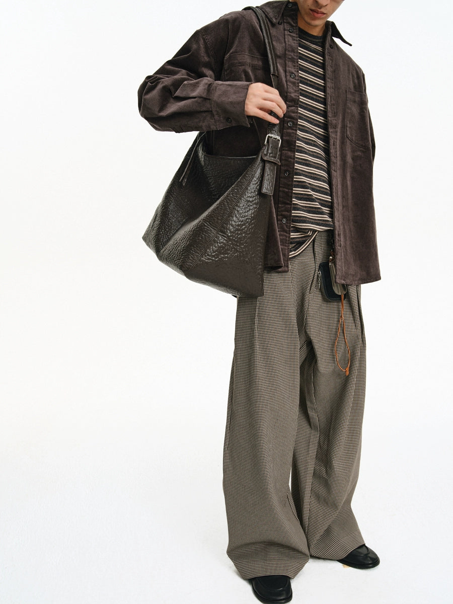 Mountain Texture Crossbody Large Leather Bag