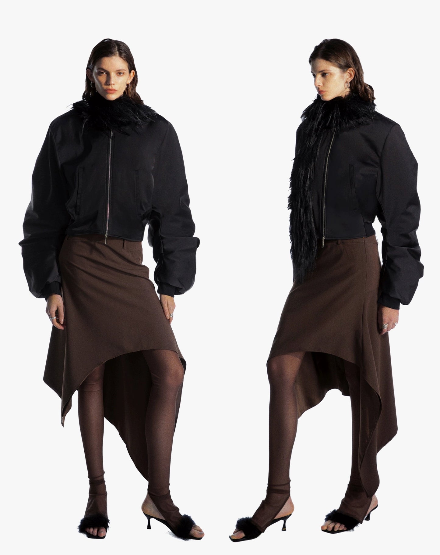 Detachable fur collar Bomber Jacket