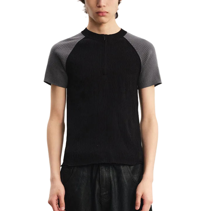 Half-zip raglan short-sleeve T-shirt