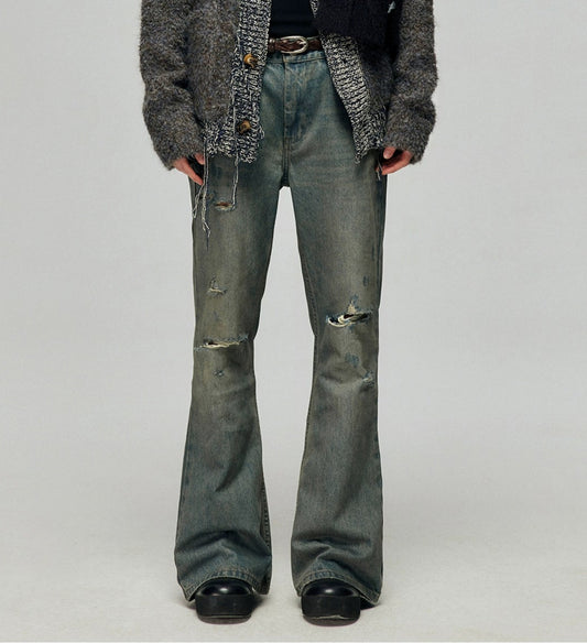 vintage distressed bootcut jeans