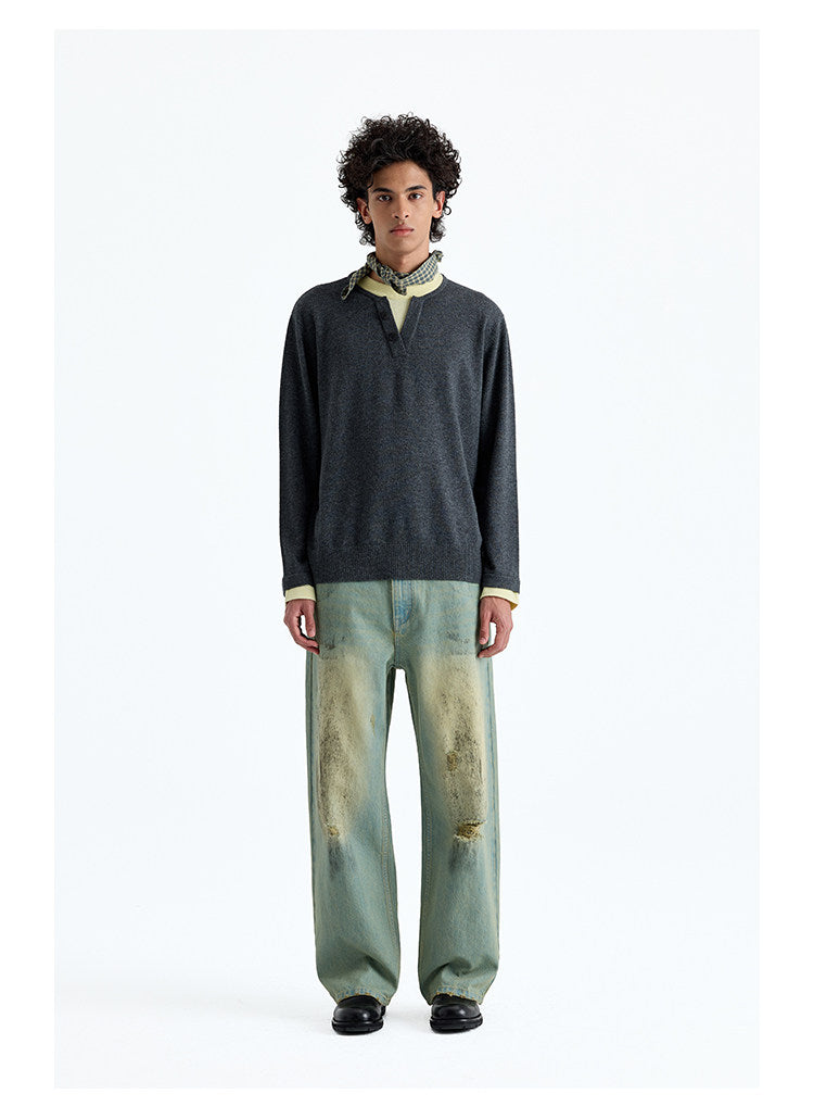 Washed Straight Jeans