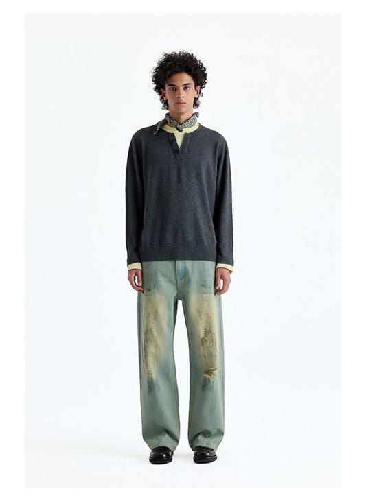 Washed Straight Jeans