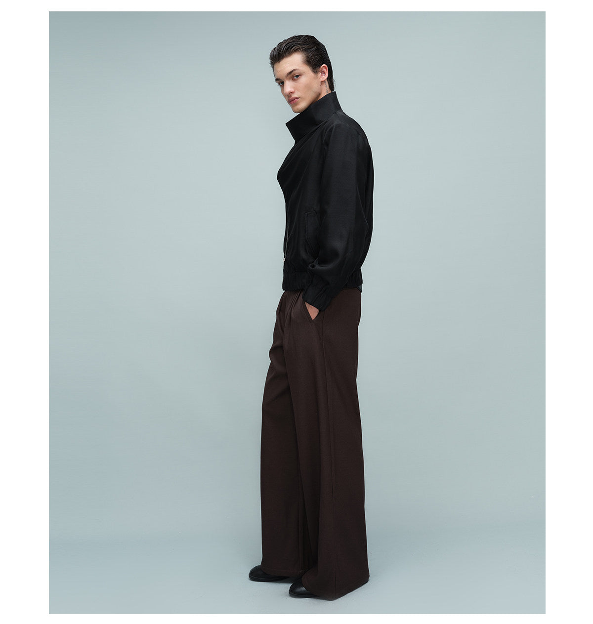 Asymmetrical slang zipper pilot jacket