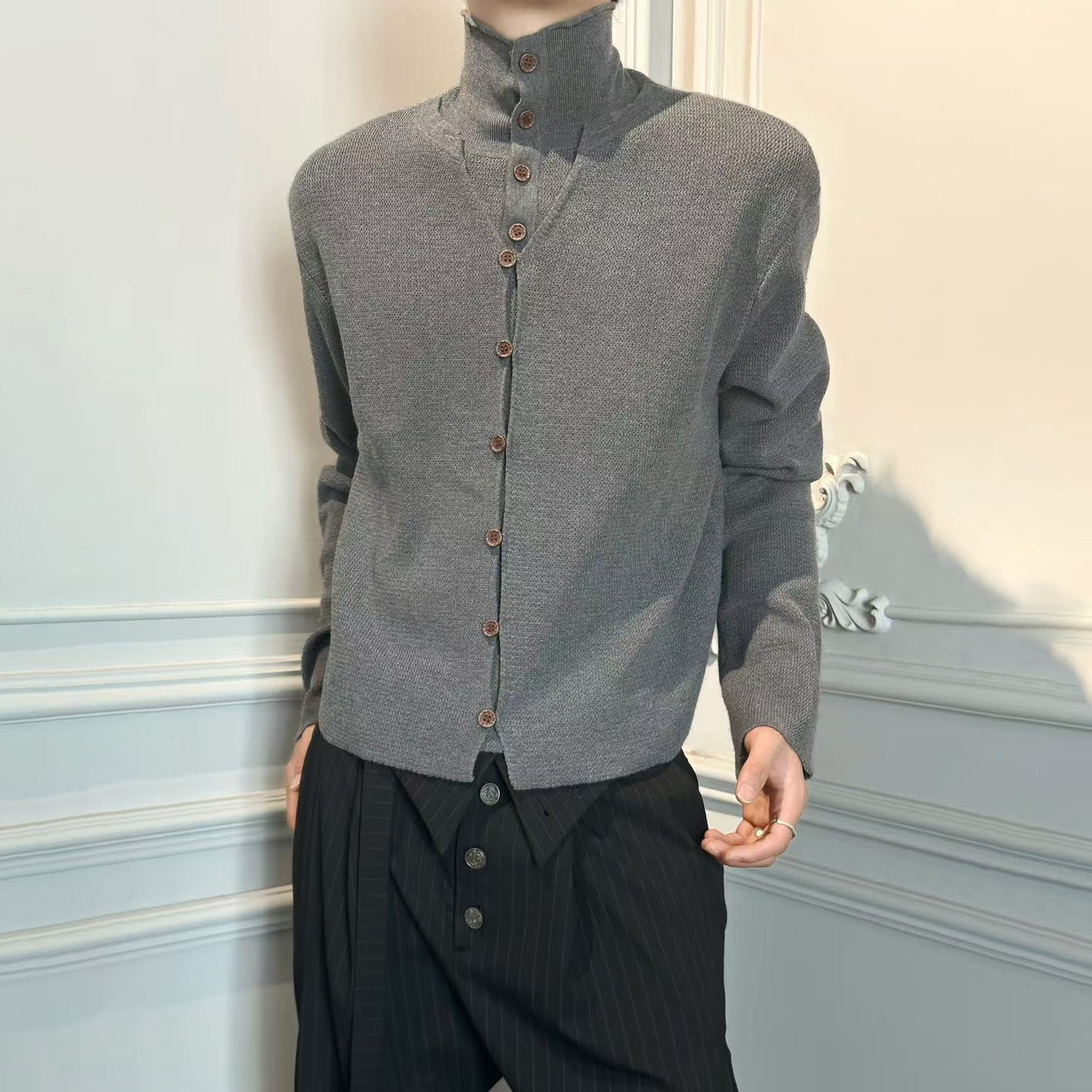"Po Jing" fake layered cardigan