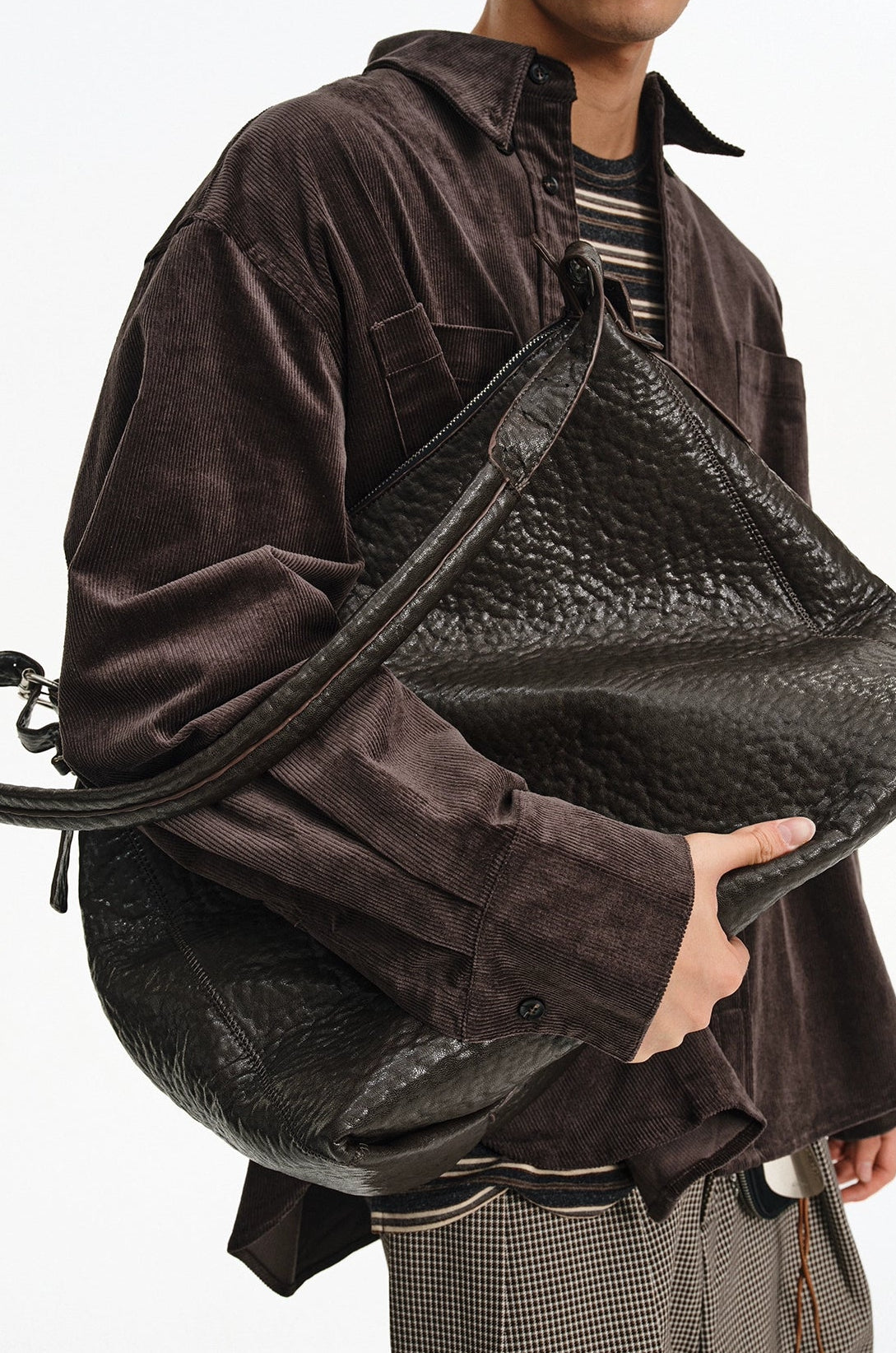 Mountain Texture Crossbody Large Leather Bag