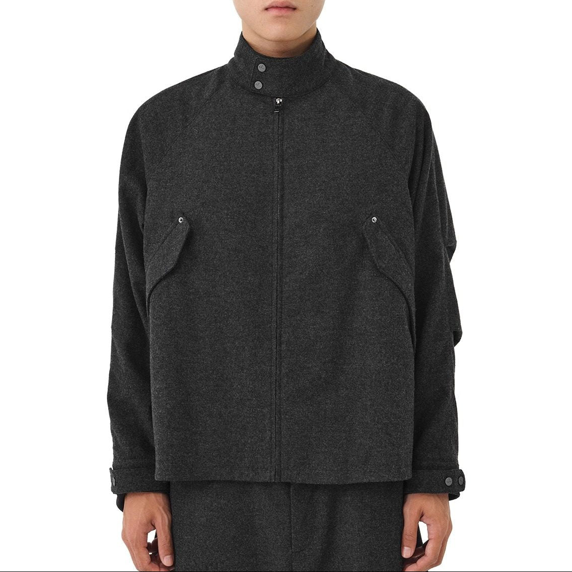 Wool soft high neck jacket