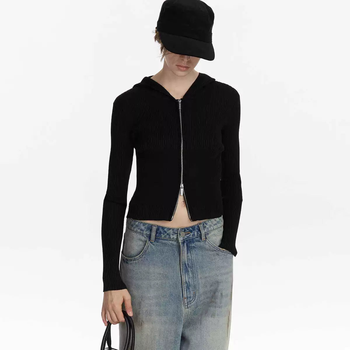 Basic Knitted Zip Hoodie