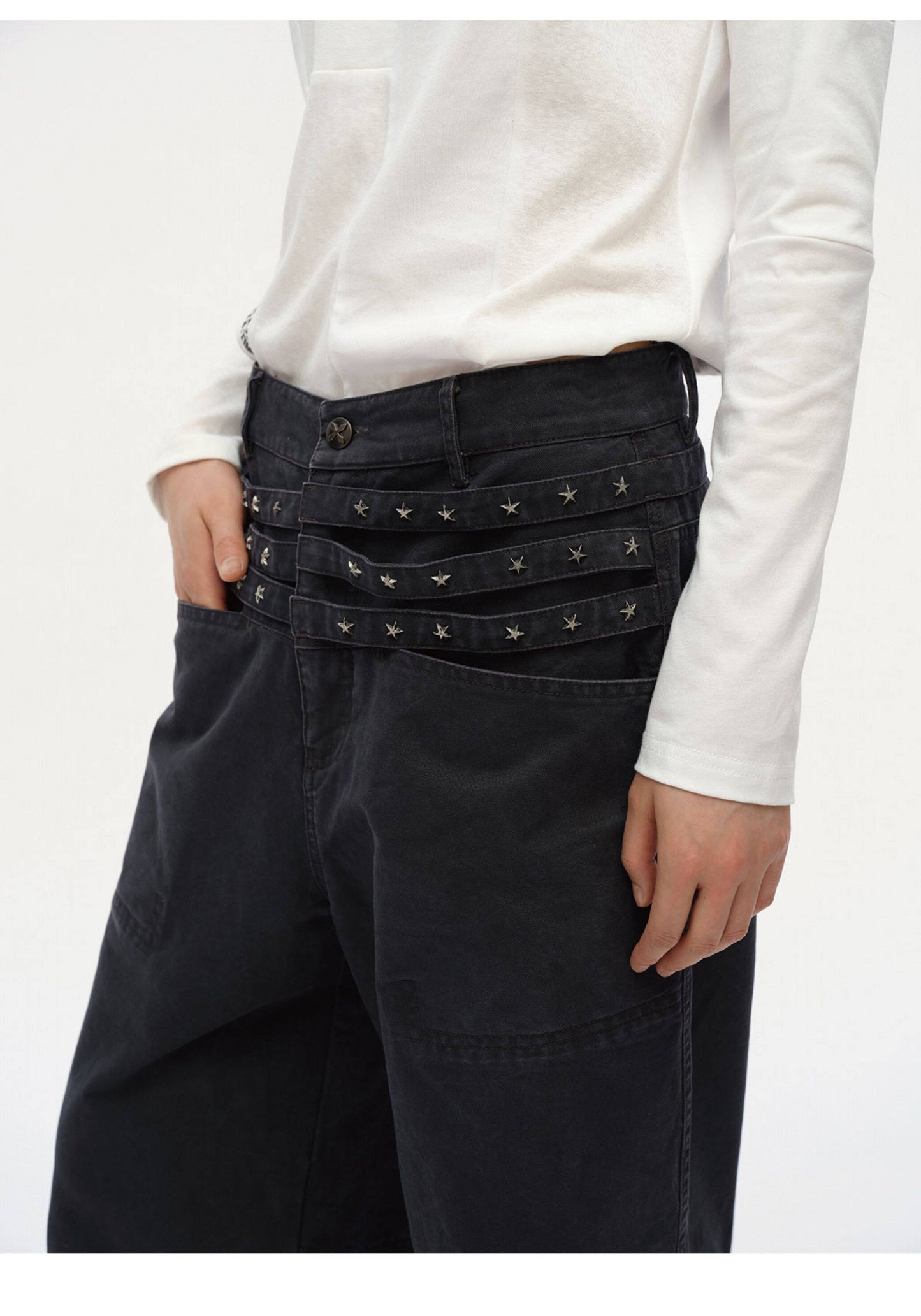 Old star rail studded wide-leg cargo pants