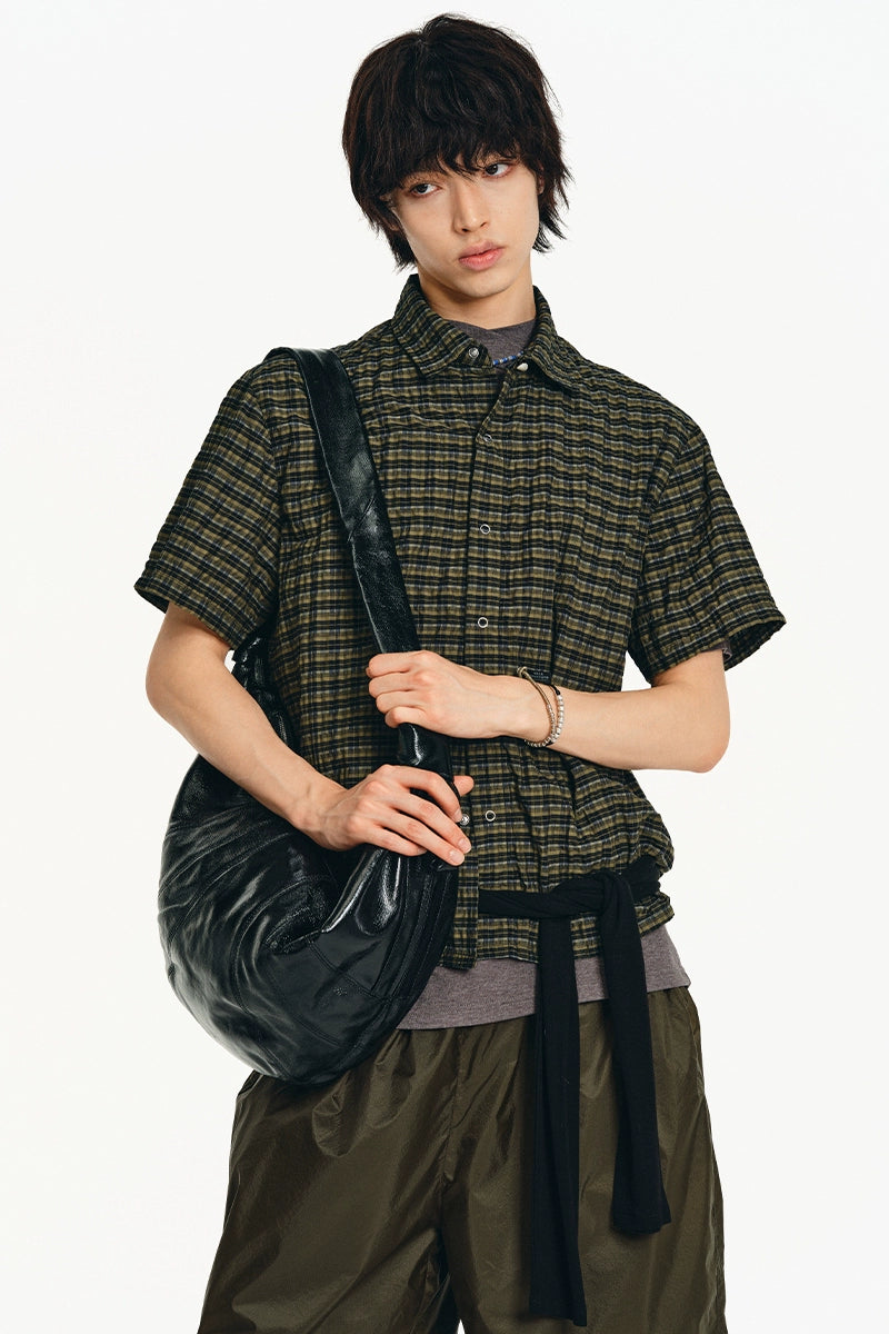 GREEN CHECK SHORT-SLEEVE SHIRT