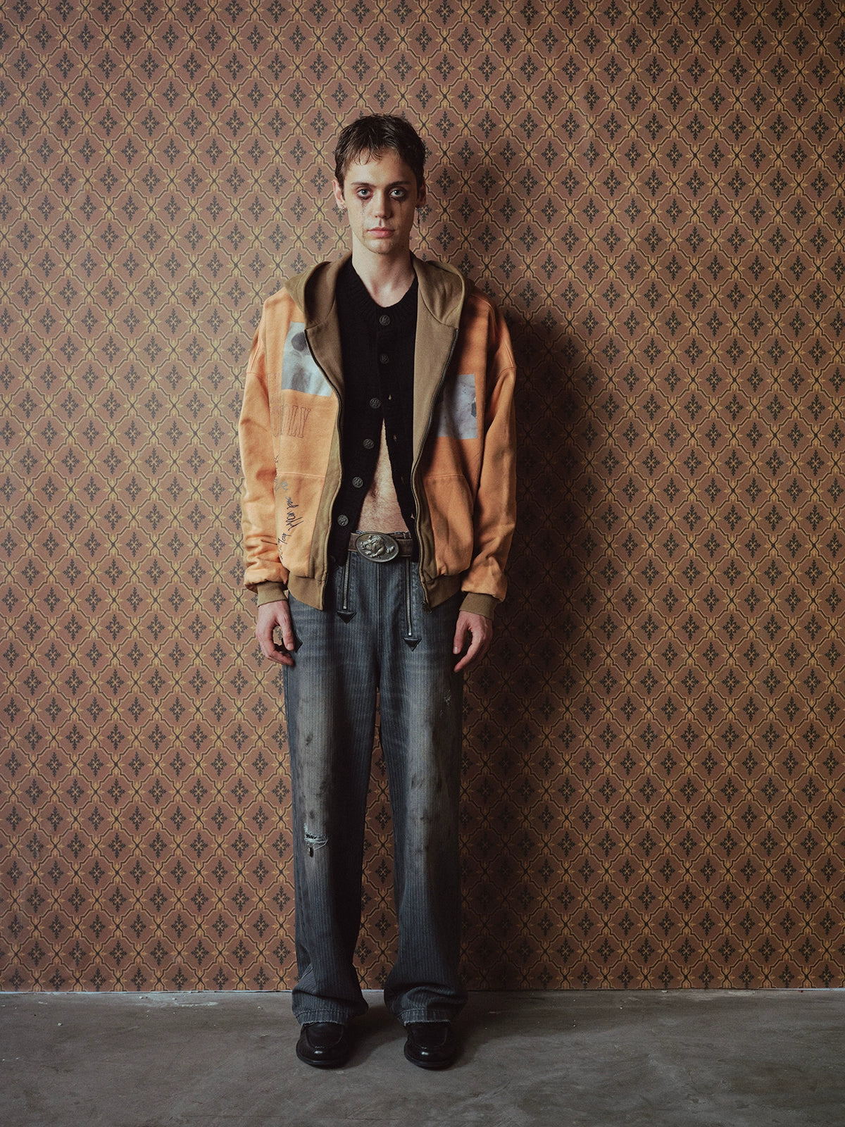 Patchwork Striped Hand-Painted Jeans