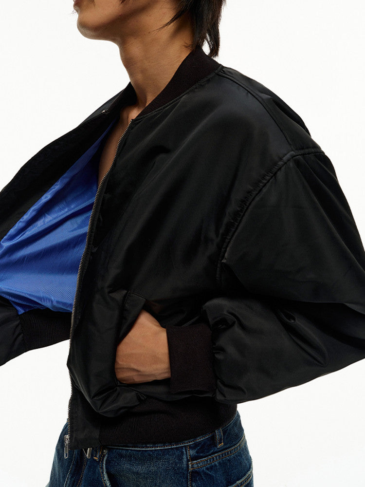 Pleated bomber jacket