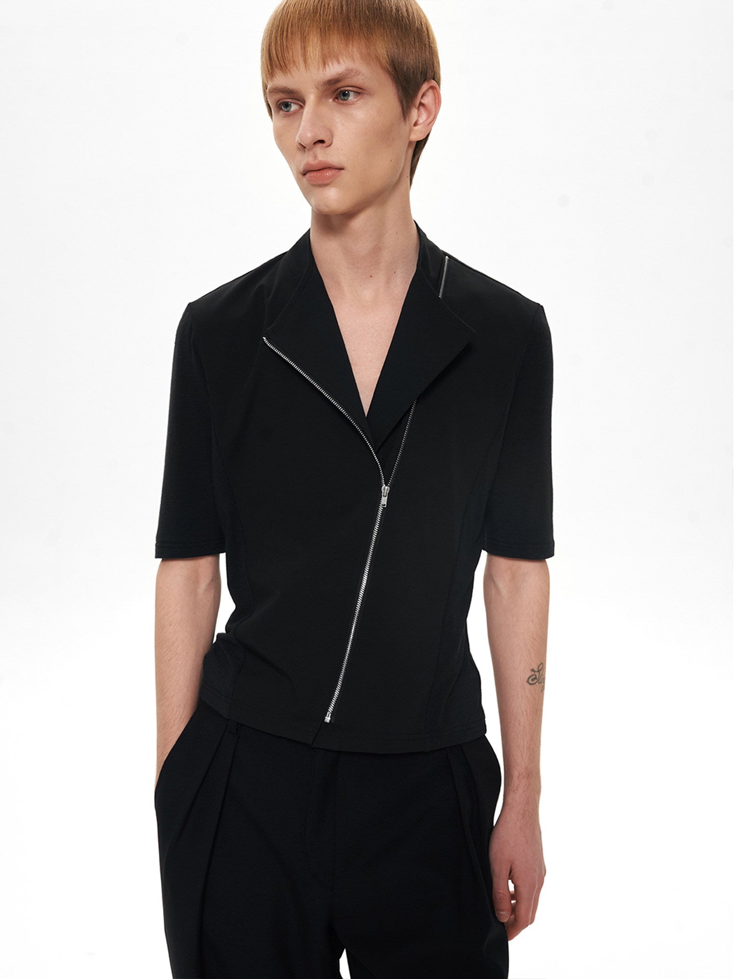 Blackview Stone Paneled Slim Fit Short Sleeve Lapel Shirt