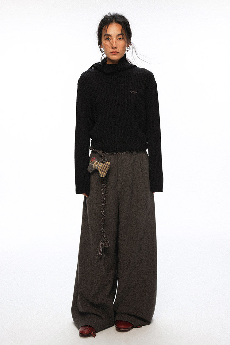 "Retro Ode" side open turtleneck sweater