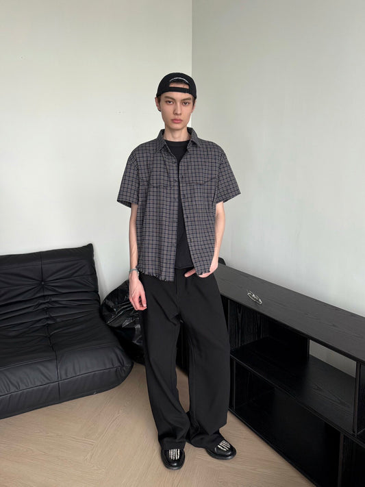Copped short-sleeved shirt