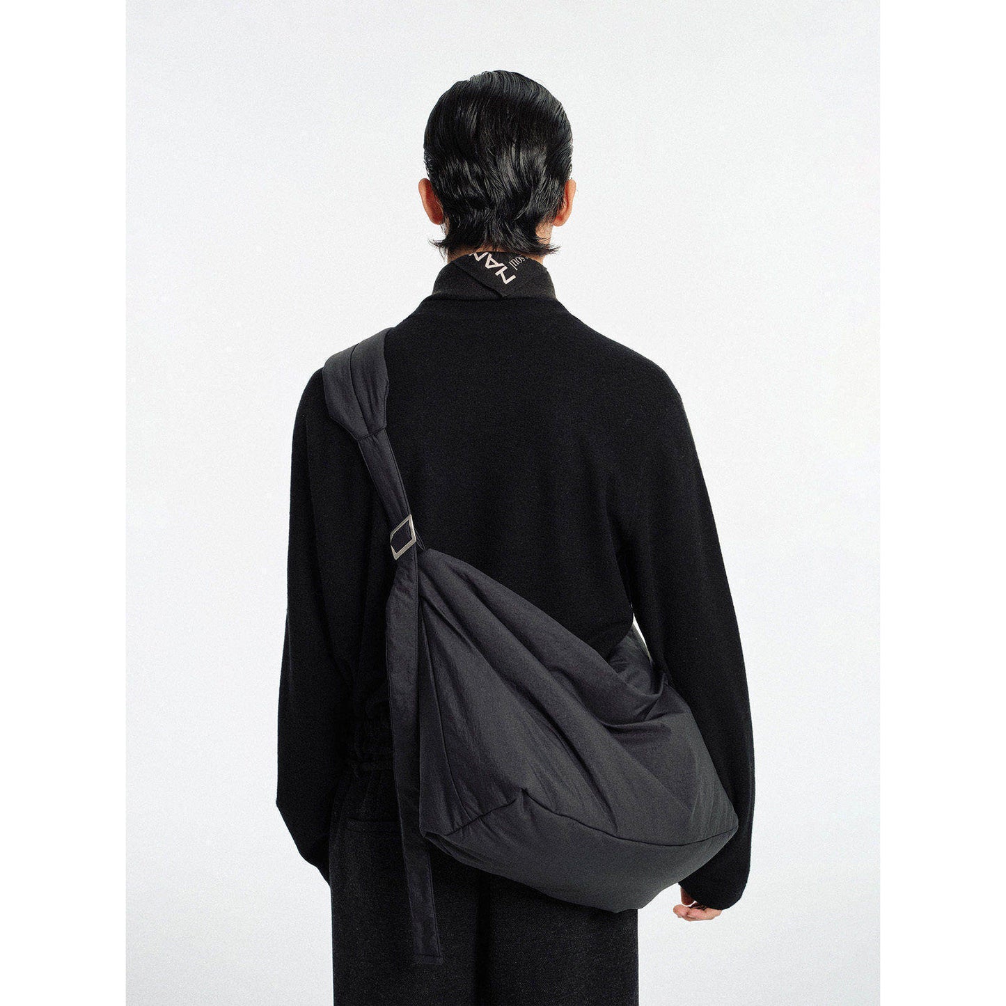 Metal Plate Quilted Shoulder Bag