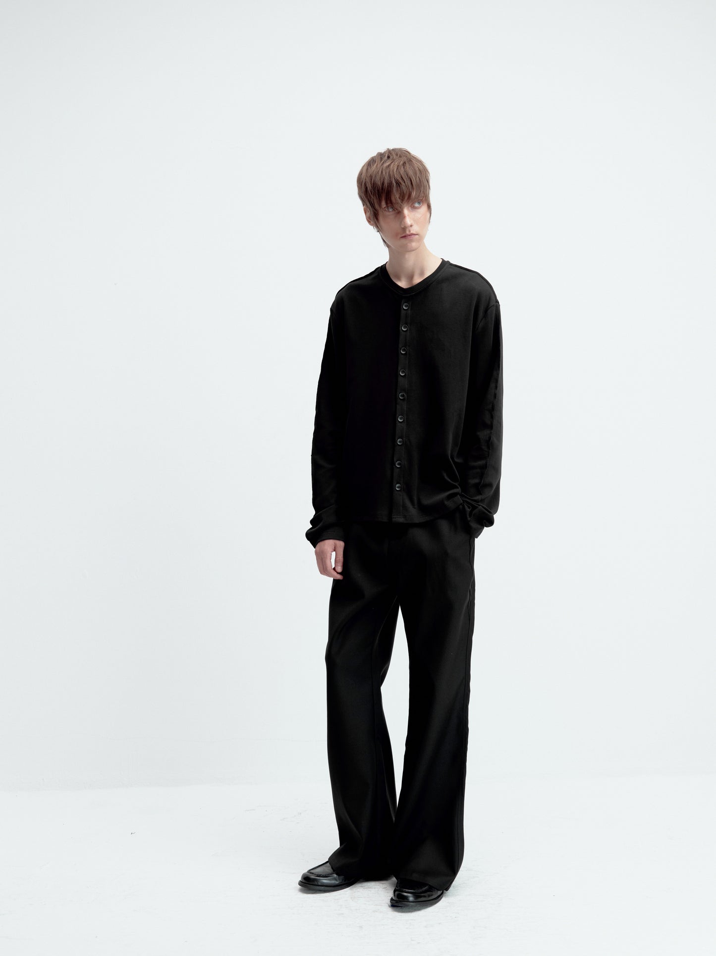 Layered matte button cardigan
