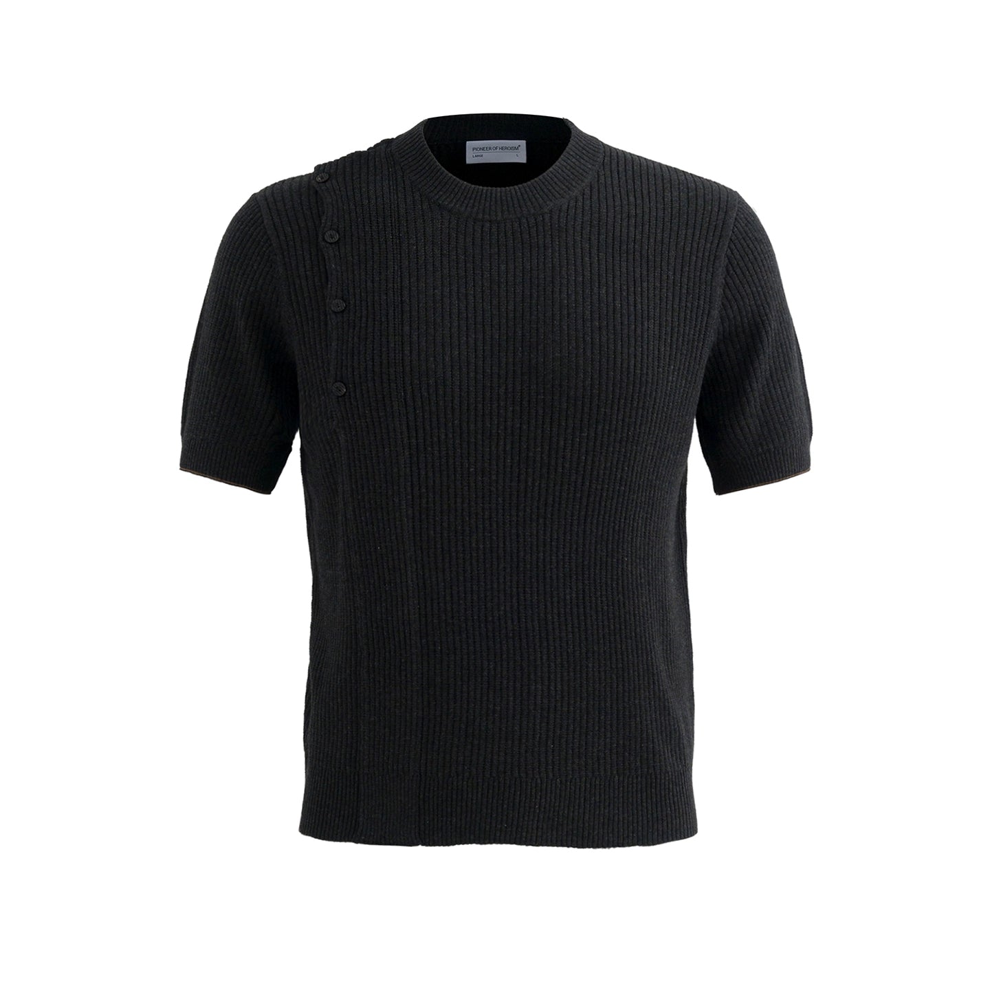 Button Short Sleeve Knit T-shirt