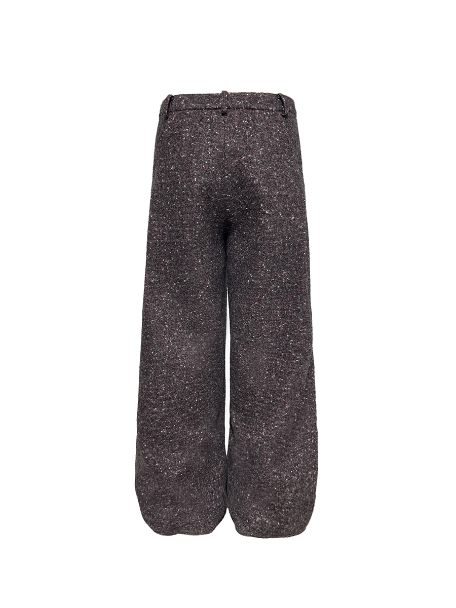 Double-pleated tweed trouser