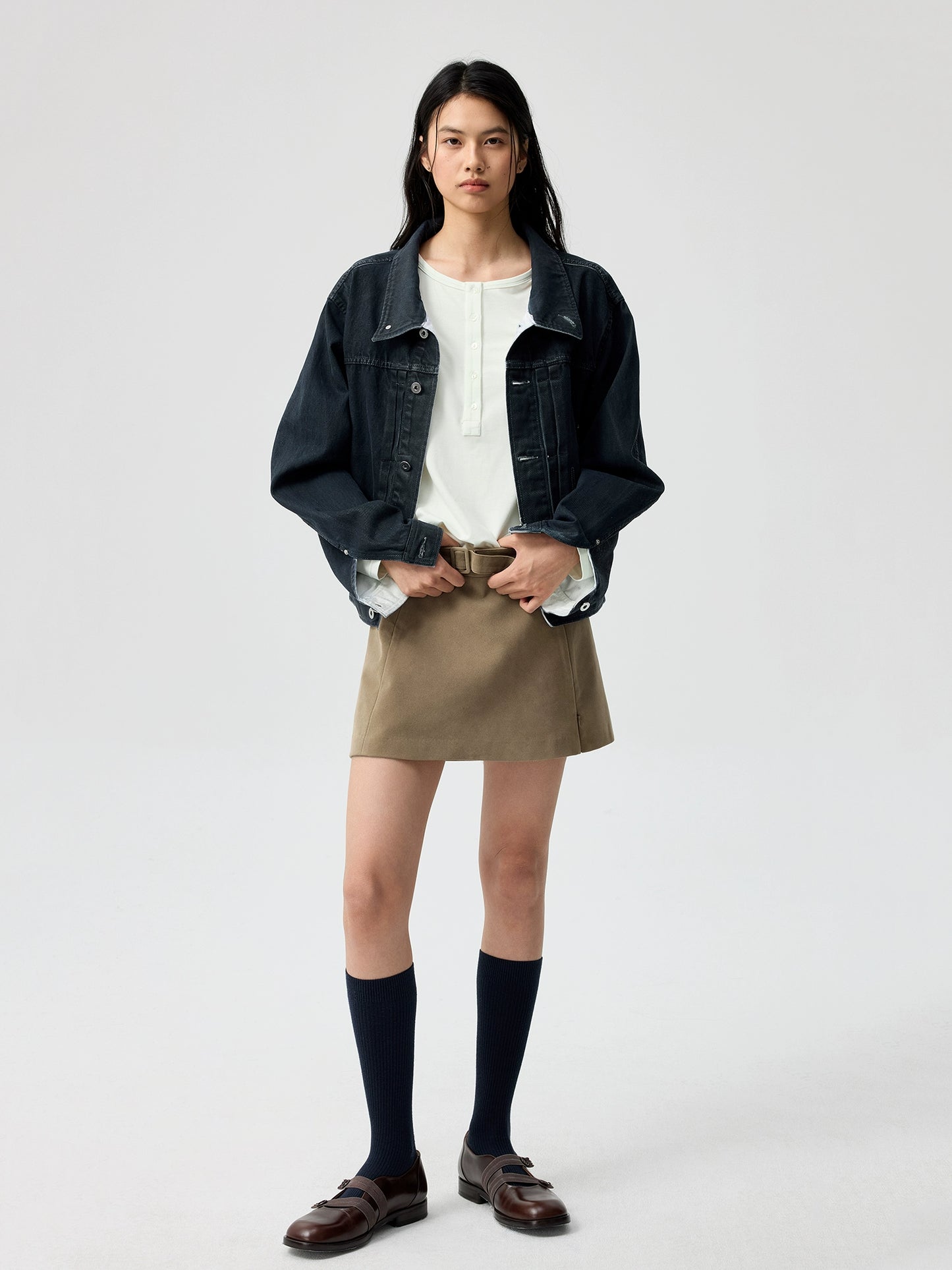 PU-Coated Wax Denim Jacket