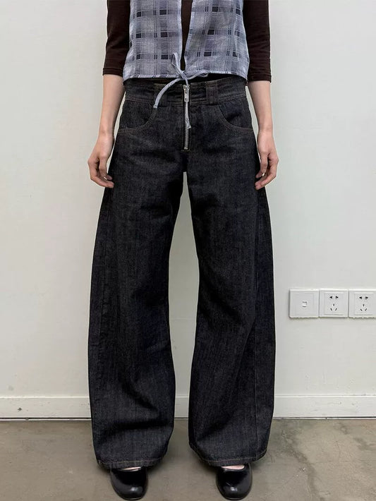 Zip Up Straight Jeans