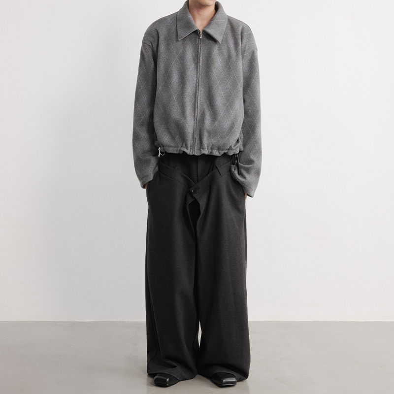 Drawstring Fleece Diamond Jacket