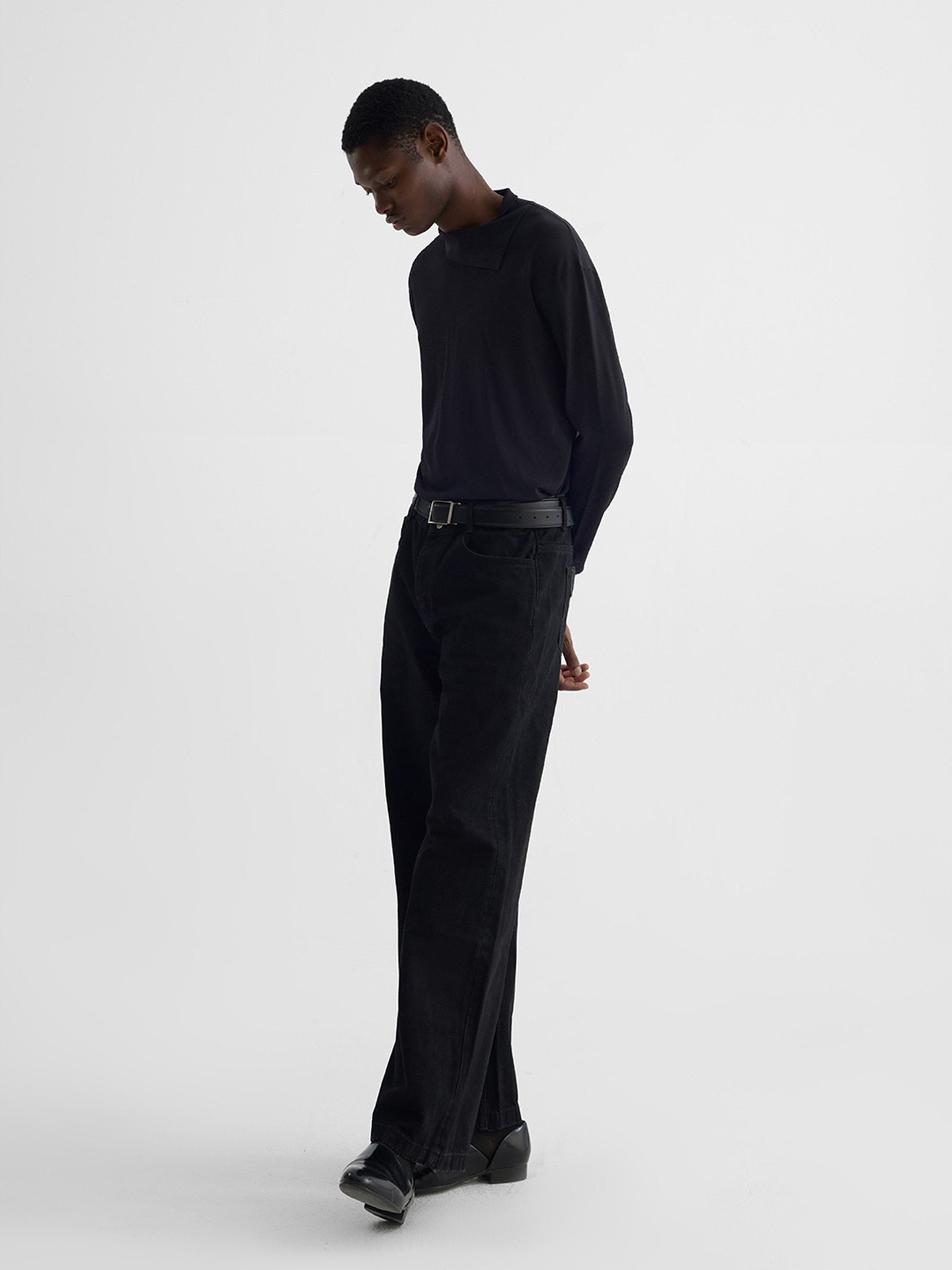 Black Silk Long Sleeve T-Shirt