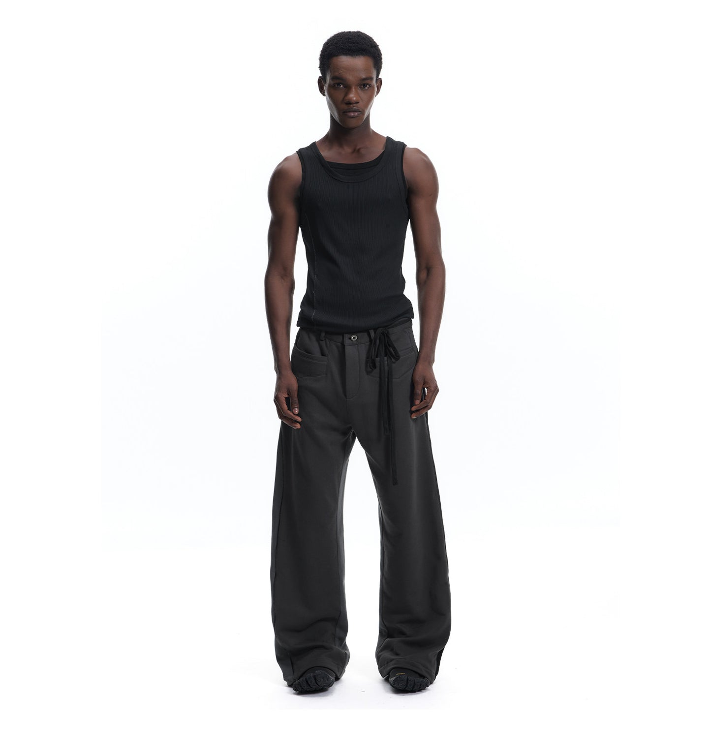 Leather rope sweatpants