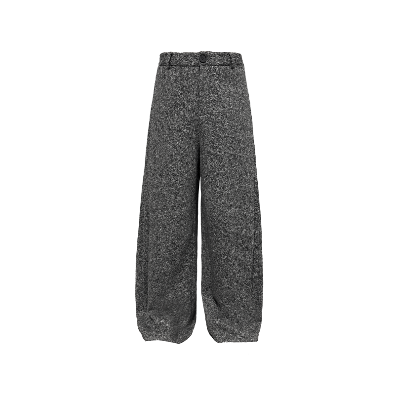 Fan-pleated woolen trousers
