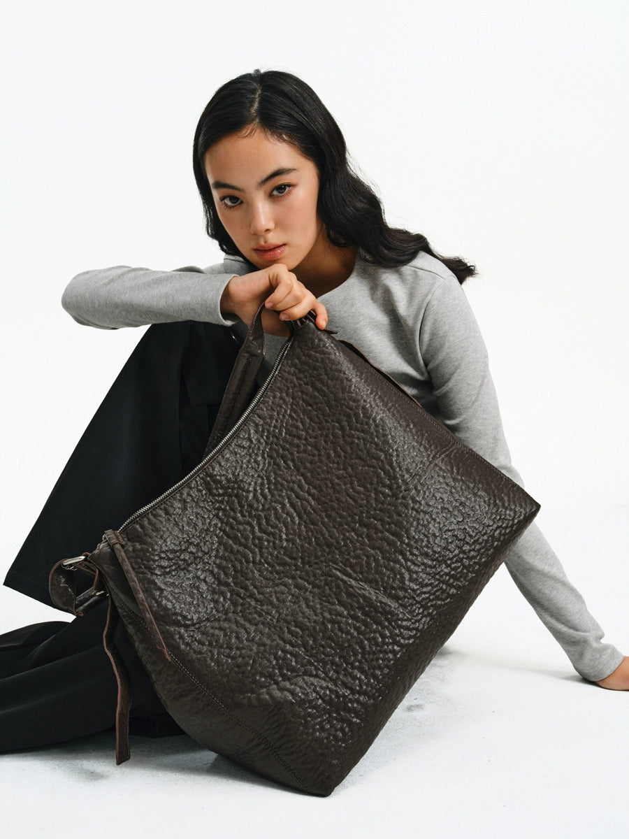 Mountain Texture Crossbody Large Leather Bag