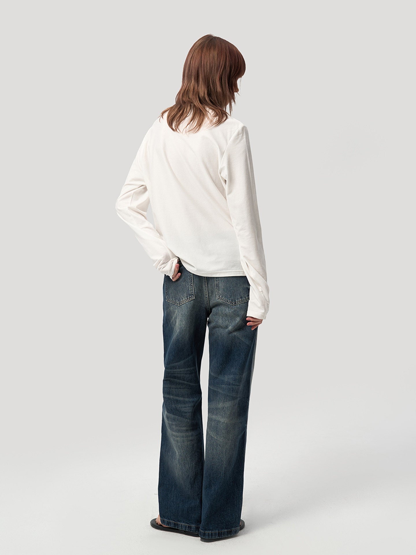 Contour split long-sleeve T-shirt