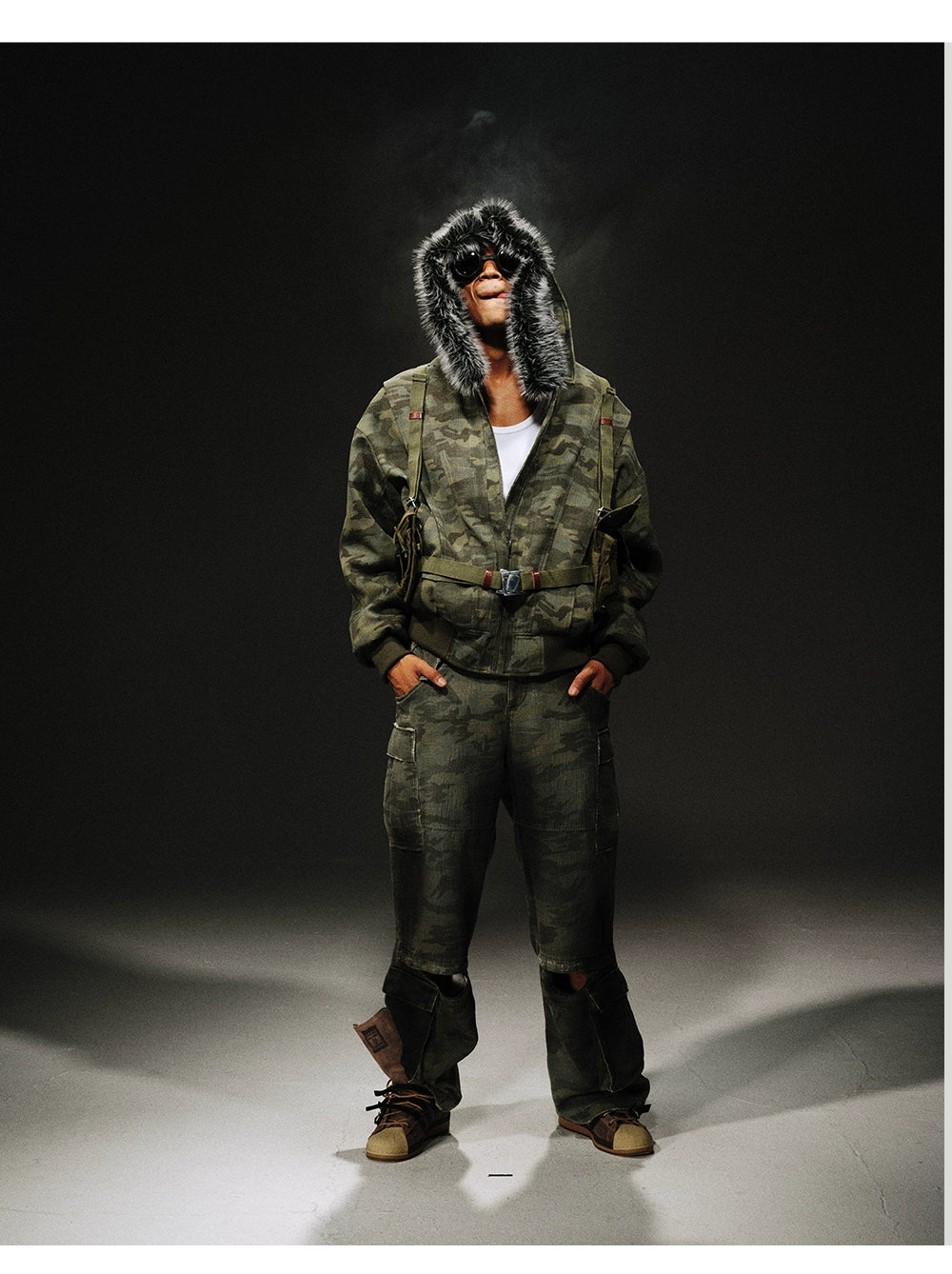 Camouflage Fur Collar Heavy Cotton Jacket
