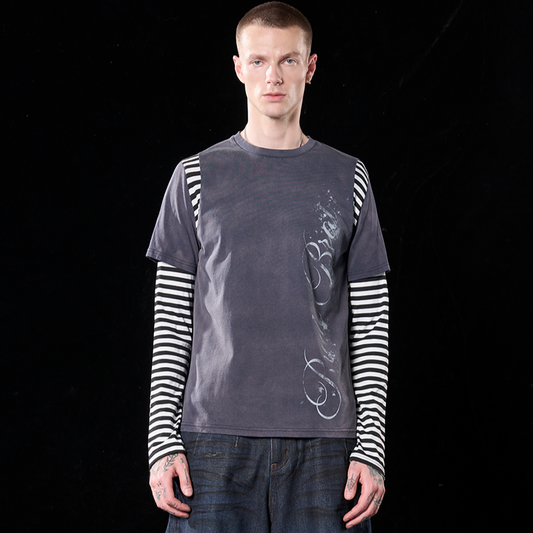 Stripe paneled long sleeve T-shirt