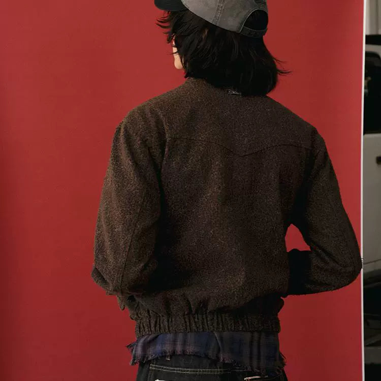 Washed Destroyed Leopard Jacket